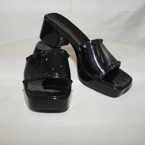 Madden Girl Studded Black Jelly Chunky Heeled Platform Sandal 7.5